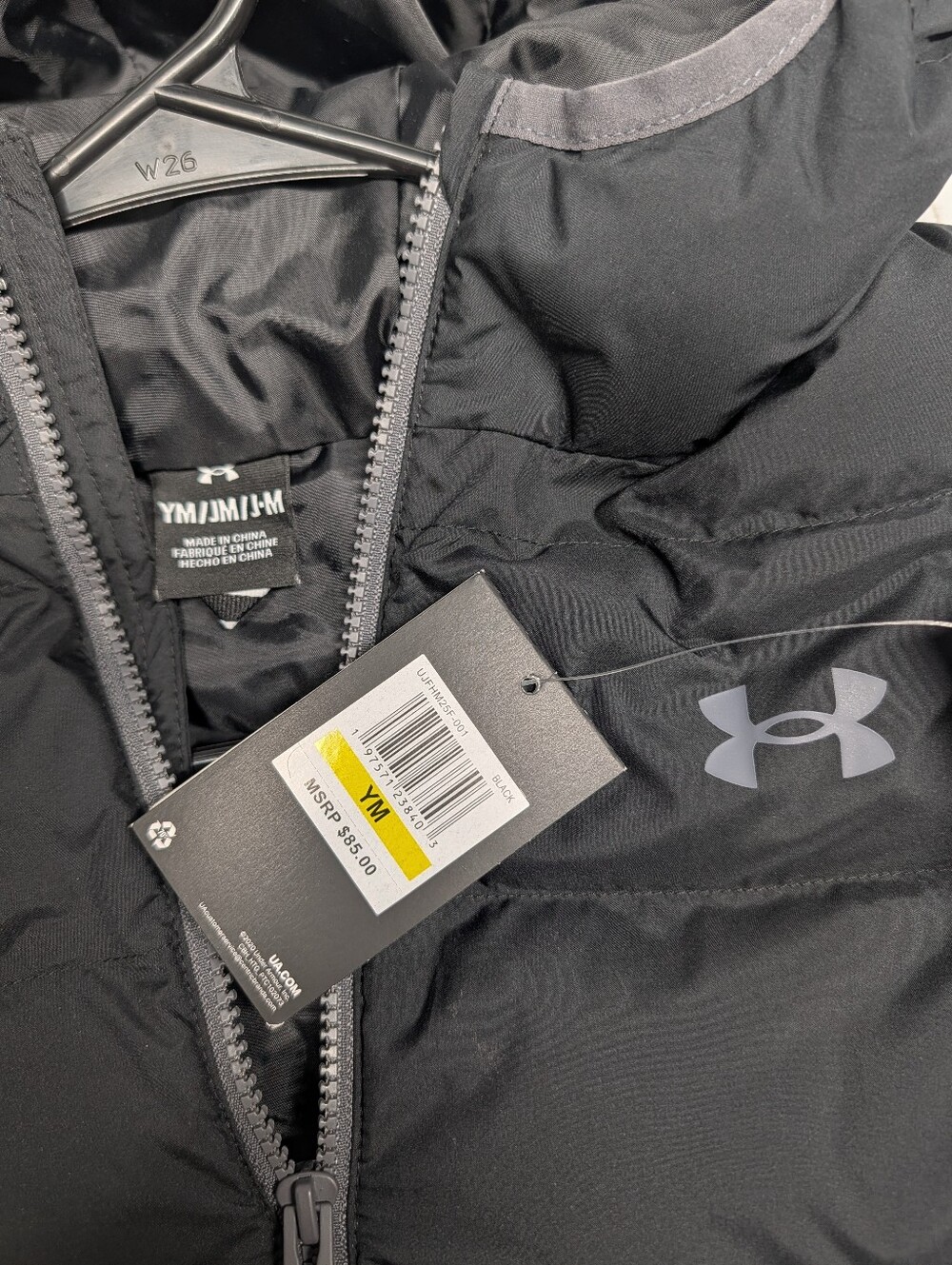 Under Armour Kids Black Hooded Puffer Jacket - Picture 3 of 3